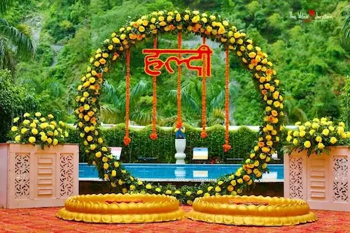 haldi function setup by wedding decorators in Dehradun