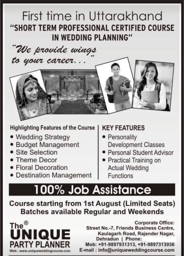 Certified wedding planner course in Uttarakhand with hands-on event training